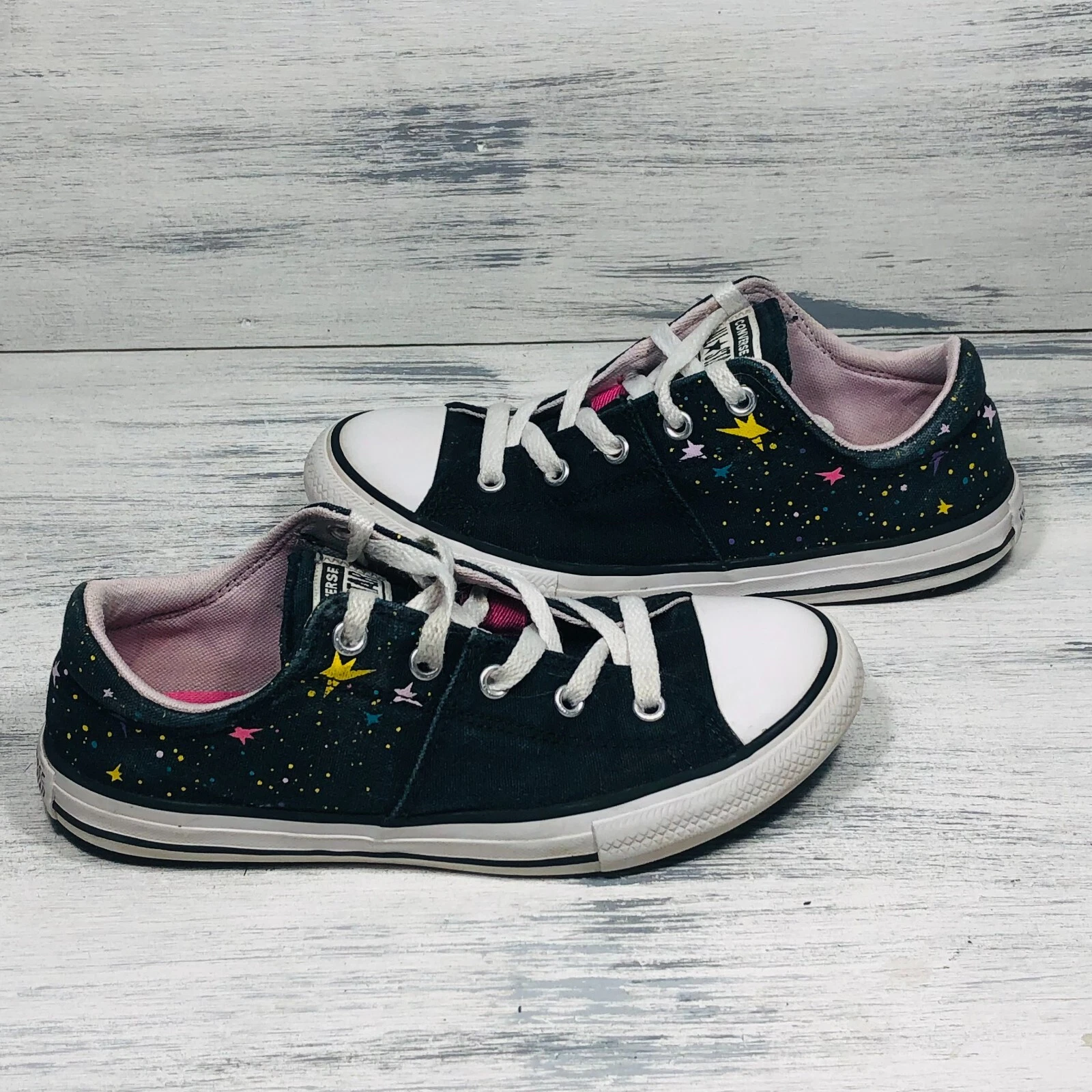 Scarpe Converse All Stars bambina taglia 3 astratte splatter stelle nere basse