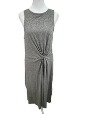 GAP Heathered Gray Knot Twist Summer Midi Tank Dress With A High Neck Medium