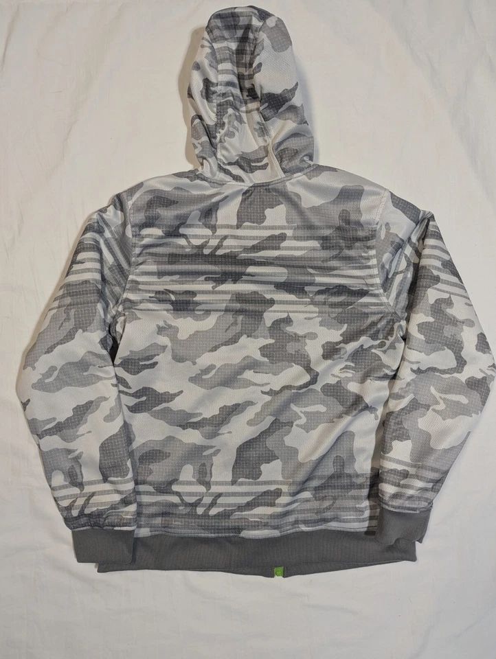 Abrigo Chaqueta con Capucha Forrada Sherpa Gris Camuflaje No Fear Blanco Verde Neón Para Hombres Pequeño Foto 2 de 4