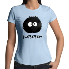 Juniors Women Tee T-Shirt Print Gift Totoro Spirited Away Soot Sprite Dust Bunny