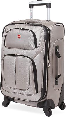Swissgear 21 Inch Expandable Rolling Suitcase Pewter Carry On Luggage
