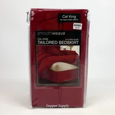 Smoothweave Red Tailored Bed Skirt 14" Drop Cal King 72" x 84" New