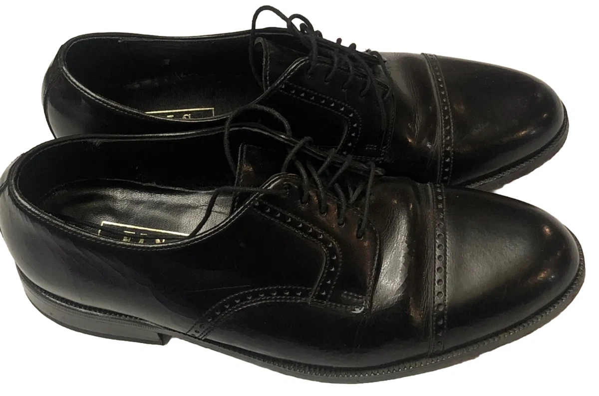 FLS Florsheim Black Leather Lace Up Cap Toe Dress Shoes Mens 8.5D