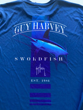 GUY HARVEY Top L SWORDFISH Marine Art PERFORMANCE Tee T-Shirt Wicking NWT