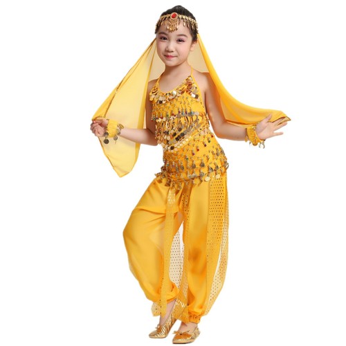 Girl Kids Belly Dance Sequin Indian Dance Costume Halloween Wear Carnival Sets - Picture 13 of 13
