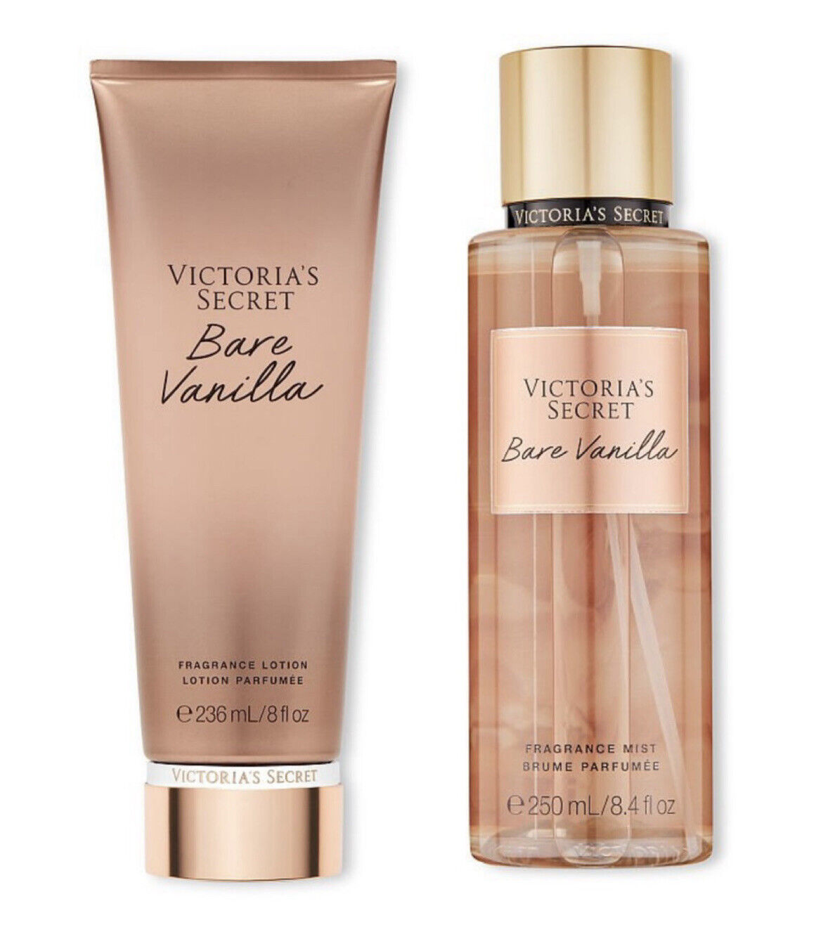 Victoria’s Secret Bare Vanilla Fragrance Mist And Lotion 8.4 & 8 Fl Oz. New  Set