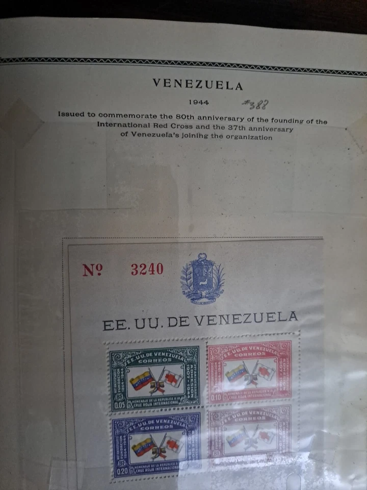 VENEZUELA 1944 CRUZ ROJA hoja recuerdo (Sc 388) Foto 3 de 3