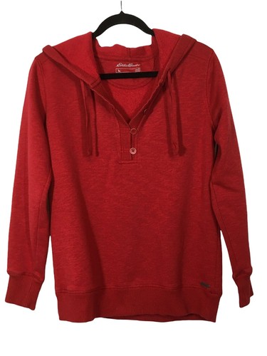 Damen Sweatshirt Eddie Bauer rot mit Kapuze super Größe M
