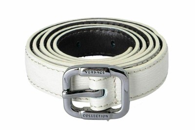 Versace Collection Women's 100% Leather White Belt US 95 IT 110