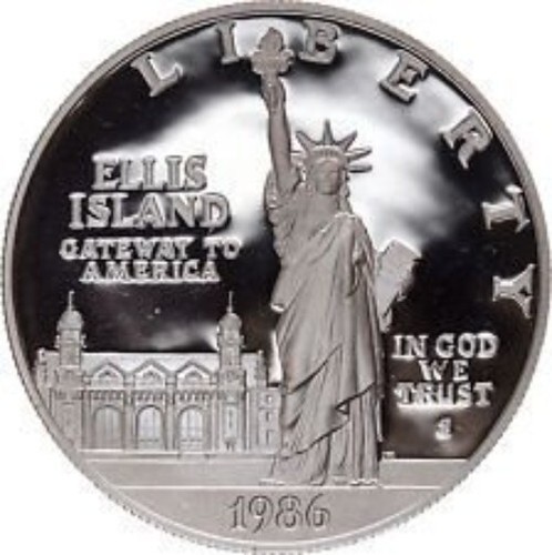 1986 S Statue of Liberty & Ellis Island Silver $1 Commemorative Proof Dollar - Picture 2 of 3