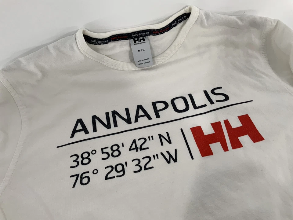 Helly Hansen Annapolis T-Shirt M Men White Cotton Made Turkey Crew YGI E3-348 - Image 3 of 4