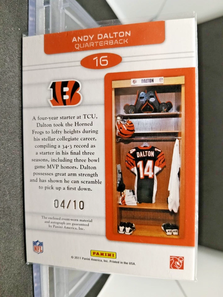 2011 Rookies & Stars Andy Dalton RC Patch Auto 4/10 rookie NFL Bengals football - Image 2 of 3