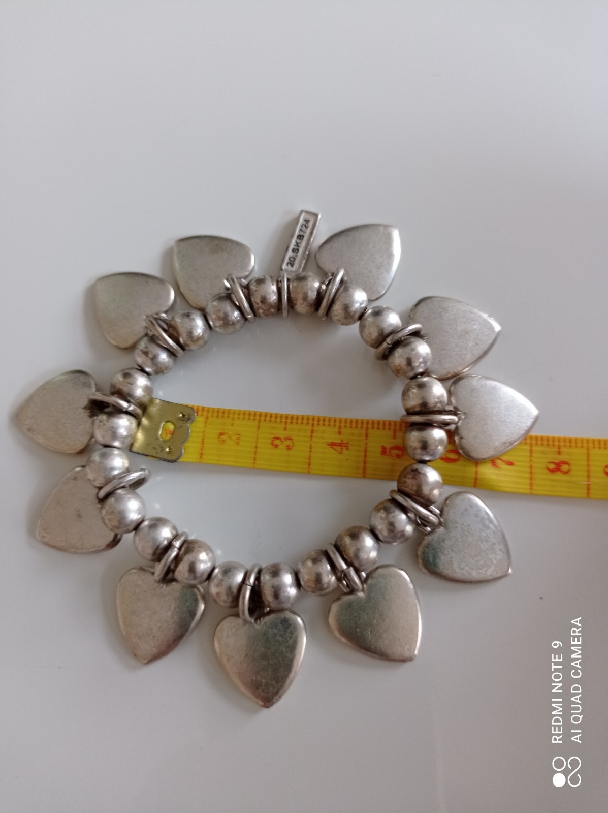 Retro Silver Tone Round Beaded Statement Heart Ch… - image 4