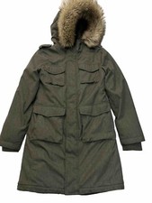 Aritzia Tna Blackcomb Parka Jacket Green Womens Size S Faux Fur Lined Hooded