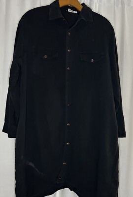 ANSELF button down black dress 100% cotton size XL