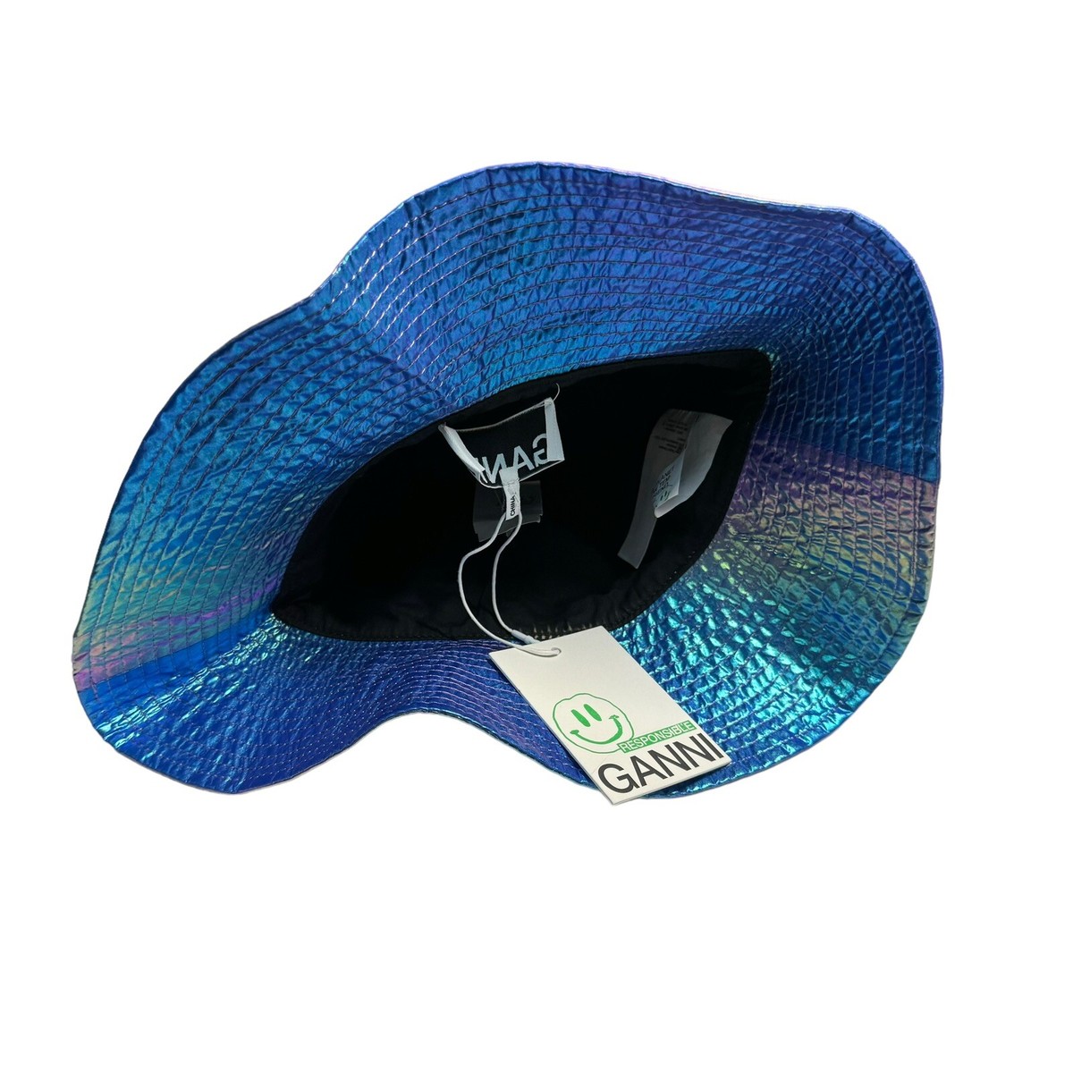 Ganni Recycled Tech Iridescent Bucket Hat Sz XS/S NWT | eBay