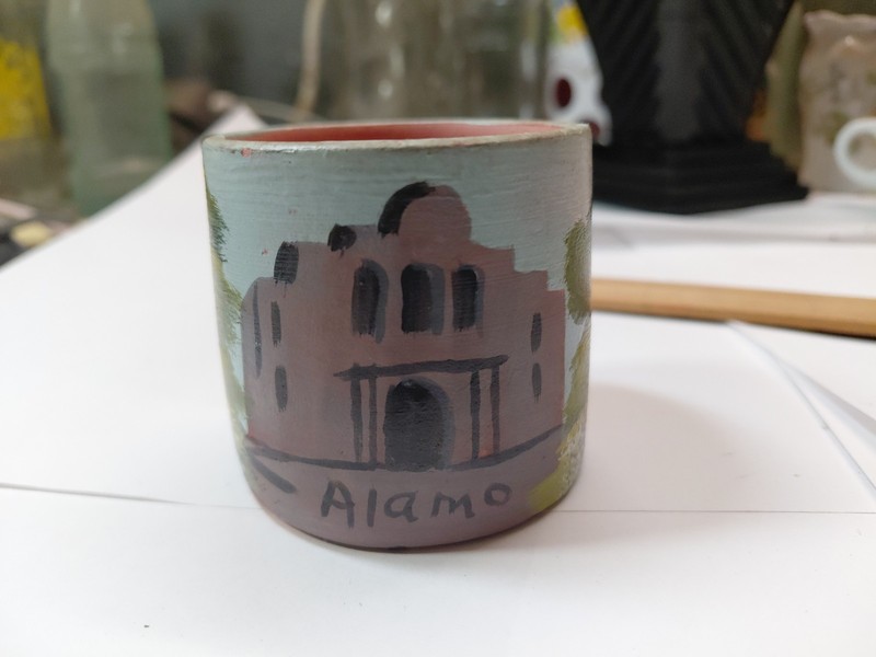 Vintage Meyer Or San Juan Texas Alamo & Bluebonnets Toothpick Holder Or Planter