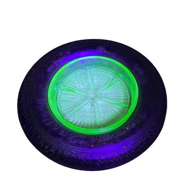 Vtg Uranium Glass Firestone Balloon Tire Ashtray Center Glows Advertising USA