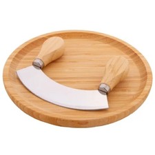 Mezzaluna Knife & Bamboo Cutting Board Set 8x...