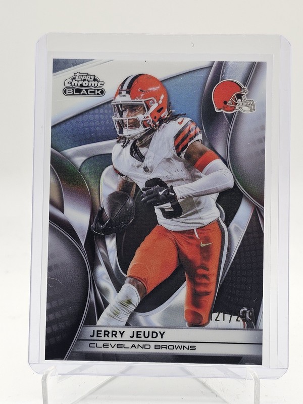 JERRY JEUDY 2025 TOPPS CHROME BLACK REFRACTOR /299 #27 BROWNS Q7485