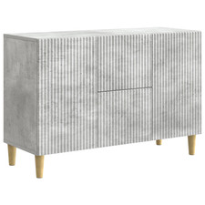 Buffet béton gris 89x34,5x60cm bois d'ingénierie 2 tiroirs 2 portes avec pieds