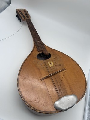 Alte Mandoline Musikinstrument aus Holz Gitarren-Design 8 Saiten Original L-H