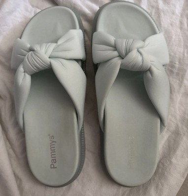 Pammys Damen Sandalen Slipper Slip-On mintgrün EU 41 Schleife flach