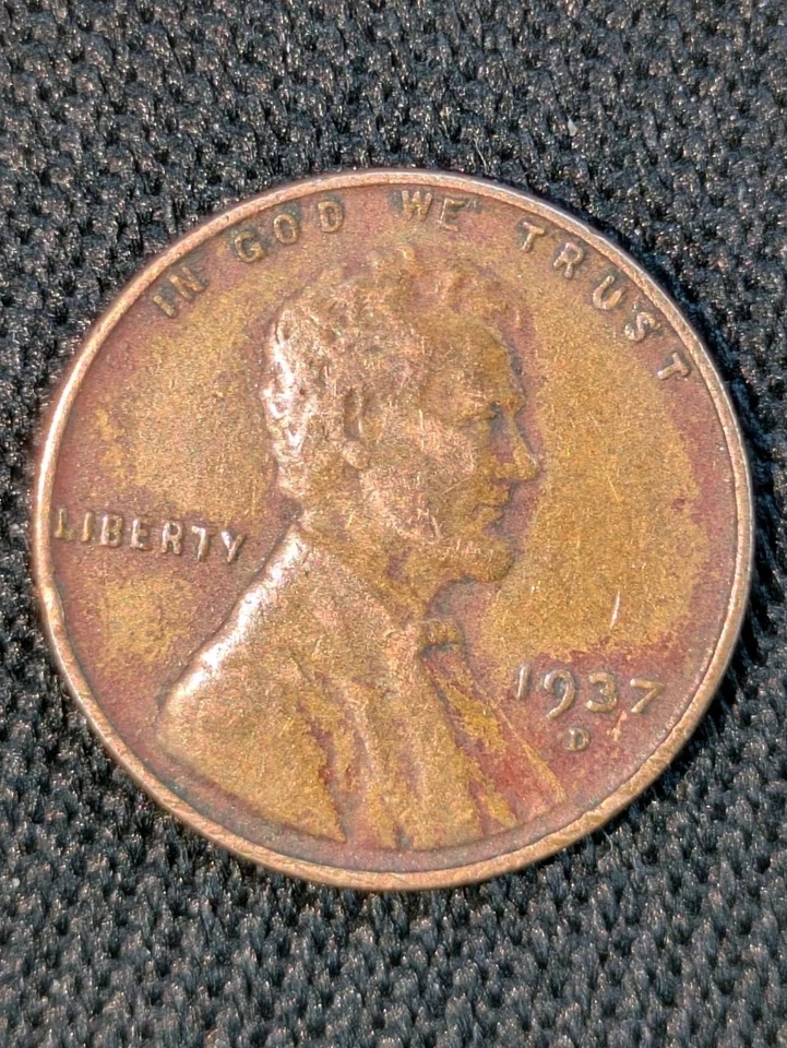 1937-D 1c Wheat Cent Red Copper Toned Super Fine For Year - Image 4 of 4