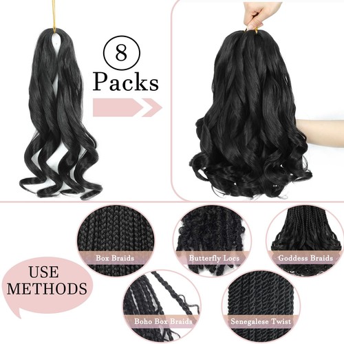 French Curl Braiding Hair 14 Inch Curly Braiding Hair 8 Packs Pre Stretched B... - Bild 4 von 6