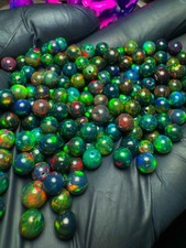 Black Ethiopian Opal Balls, 10 pcs Lot Fire Beads Multicolor Flash 6-6.5 MM.