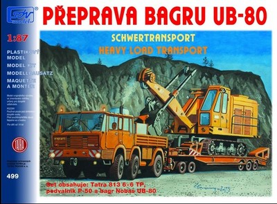 SDV 499 Tatra 913 6x6 Schwertransport UB 80 Bagger,  Plastikbausatz 1/87, H0,