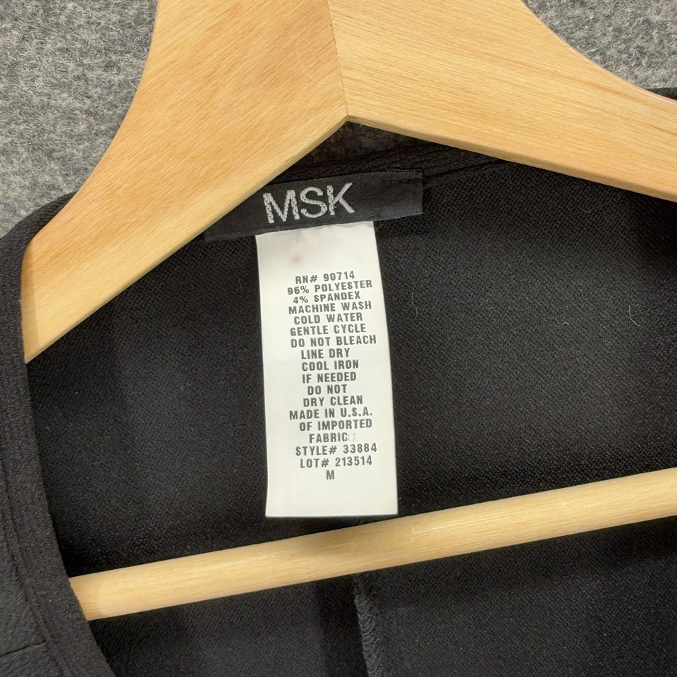 MSK платье женщин M средний черный в полоску Shift Midi длинным рукавом круглый вырез повседневный - Изображение 3 из 4