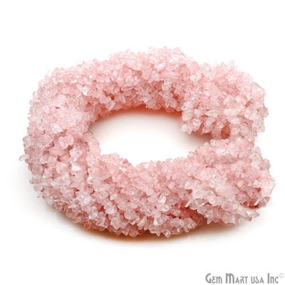 Rose Quartz Chip Beads, 100% Natural Gemtone Strand, Polished, 3-7mm, 34 Inch