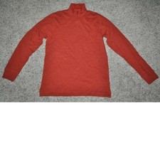 Chaps Sweater Mens M Orange Zip Neck Lightweight 1/4 Ribbed Cotton Long Sleeves