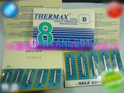 NEW TMC 10 strips THERMAX Temperature Label 8 Level Range D 160-199°C/320-390 