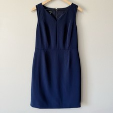 Talbots Women’s Size 6 Navy Blue Stretch Crepe Sheath Dress Business Workwear