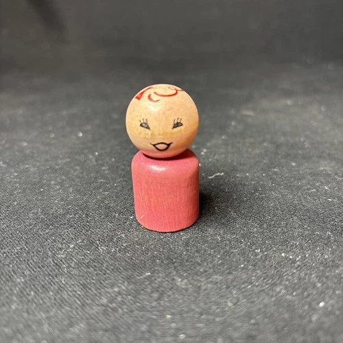 Vintage 1960's Fisher Price Little People Straight Body Figure - Purple Girl