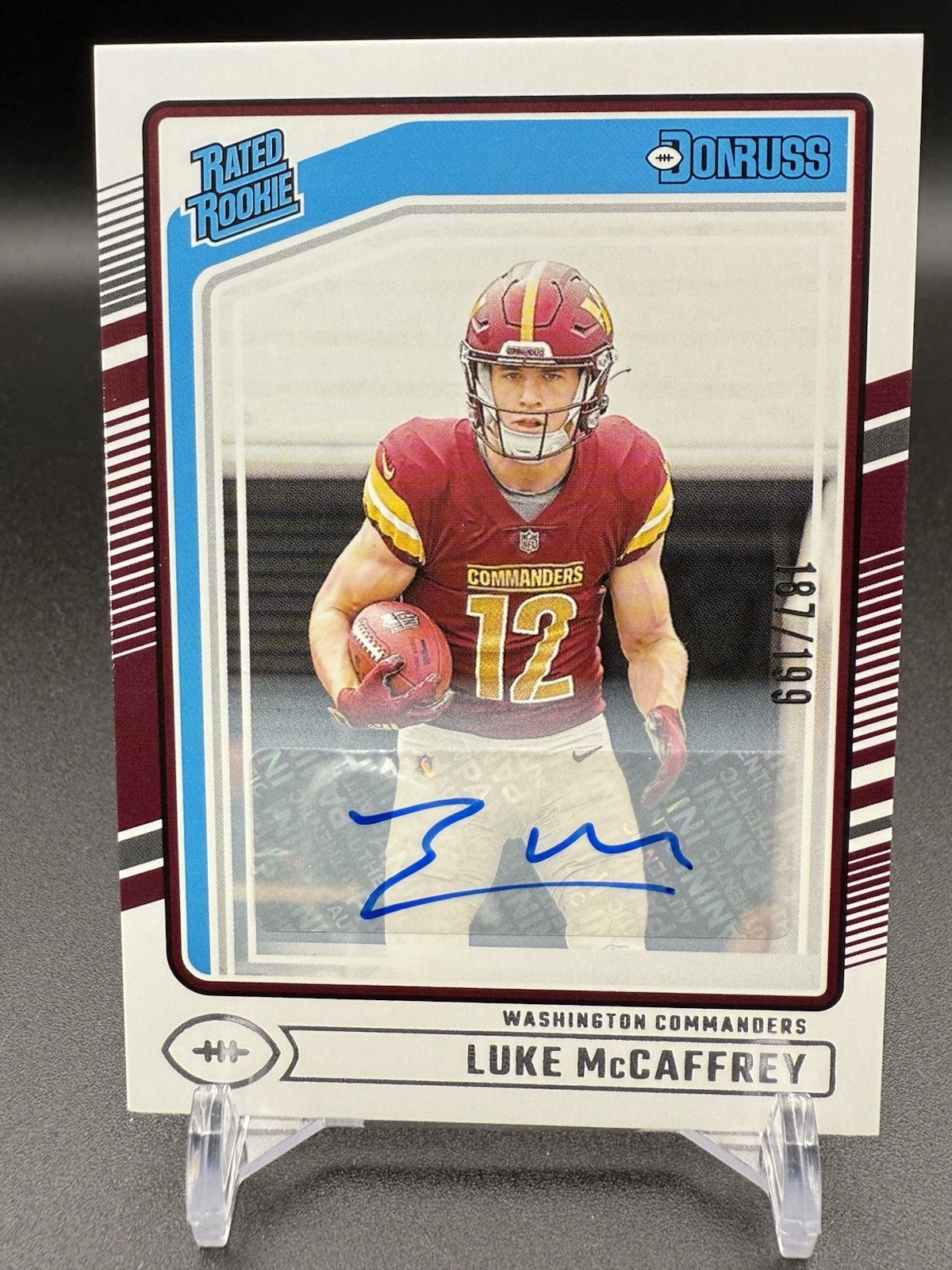 2024 Panini Donruss - Rated Rookie Luke McCaffrey #302 Autographs /199 (AU, RC)