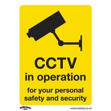 Sealey Warning Safety Sign - CCTV - Self-Adhesive Vinyl - Pack of 10 SS40V10