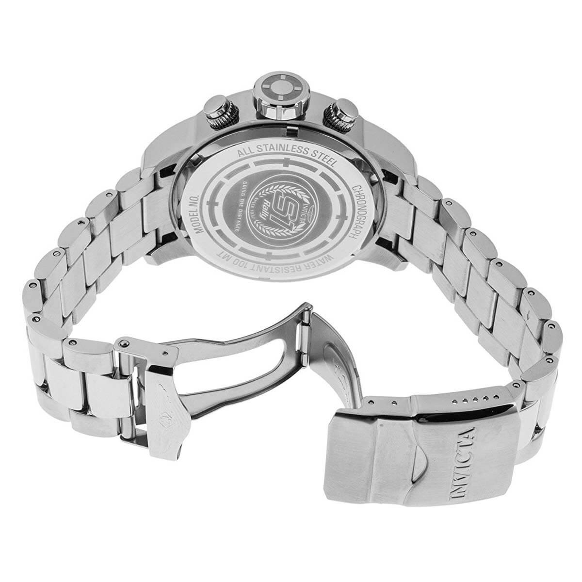 Invicta 23084 Men's Chrono Steel Bracelet Black Dial Watch