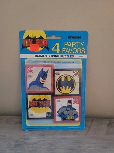 Vintage DC COMICS Batman SLIDING PUZZLES #1740 Sealed On Card USA - Party Favors