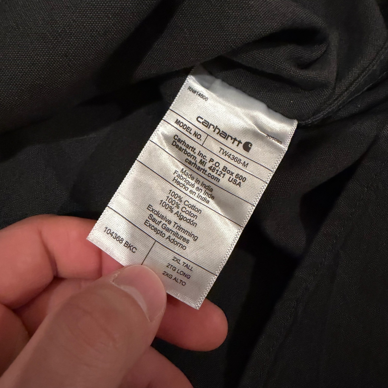 Carhartt Men's Black Force Solid Long Sleeve Shirt Loose Fit 2XL Tall Button thumbnail 7