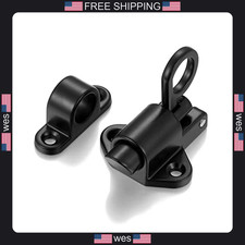Iniret 2 Pack Self-Closing Latches Black Spring Door Lock Aluminum Bolt