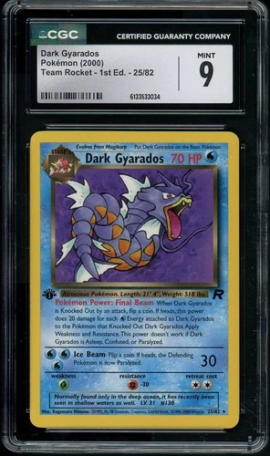 CGC 9 MINT Dark Gyarados 2000 Team Rocket 1st Edition 25/82 Pokemon Card