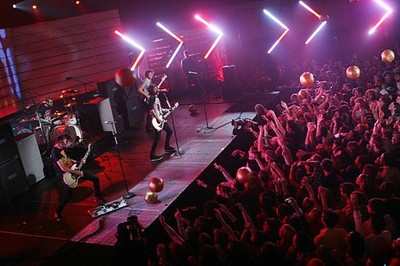 All Time Low performs during the 2008 mtvU Woodie Awards at Rosela- Old Photo 2