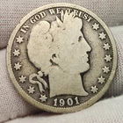 1901 S 50C Barber Silver Half Dollar - Good Condition - Barb-01S