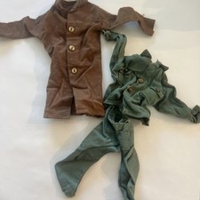 Gi Joe Vintage Clothing, Brown 3 Button Jacket, Green Military Shirt And Pants 