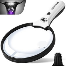 Large Magnifying Glass with Light, Magnifier 10X 20X 45X Handheld Black
