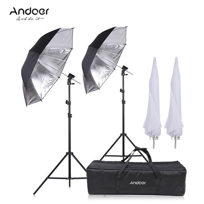 Andoer Off Camera Double Speedlight Flash Shoe Mount Soft Umbrella K ZECG