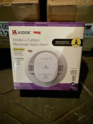 Kidde Smoke Carbon Monoxide Voice Alarm Detector Hardwired AA Battery Backup